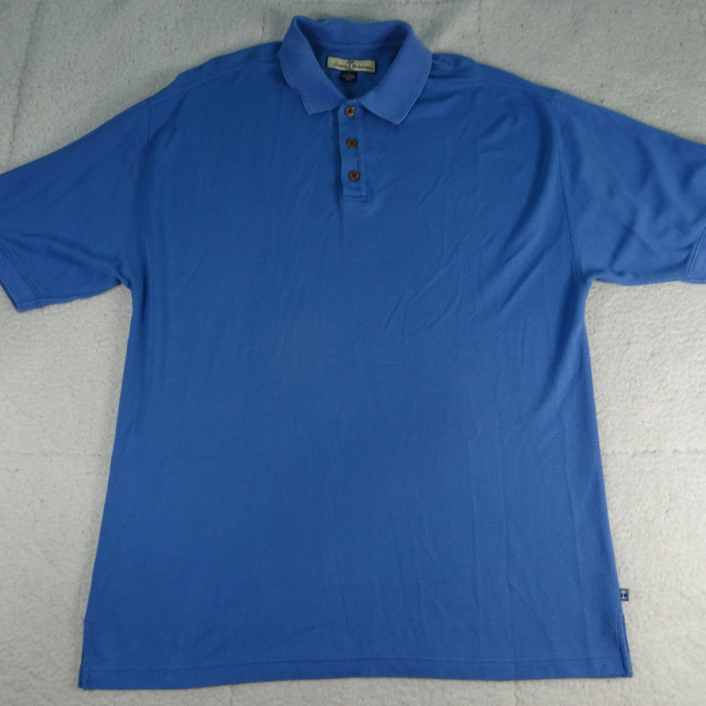 Tommy Bahamas Silk Blue Polo Shirt Large